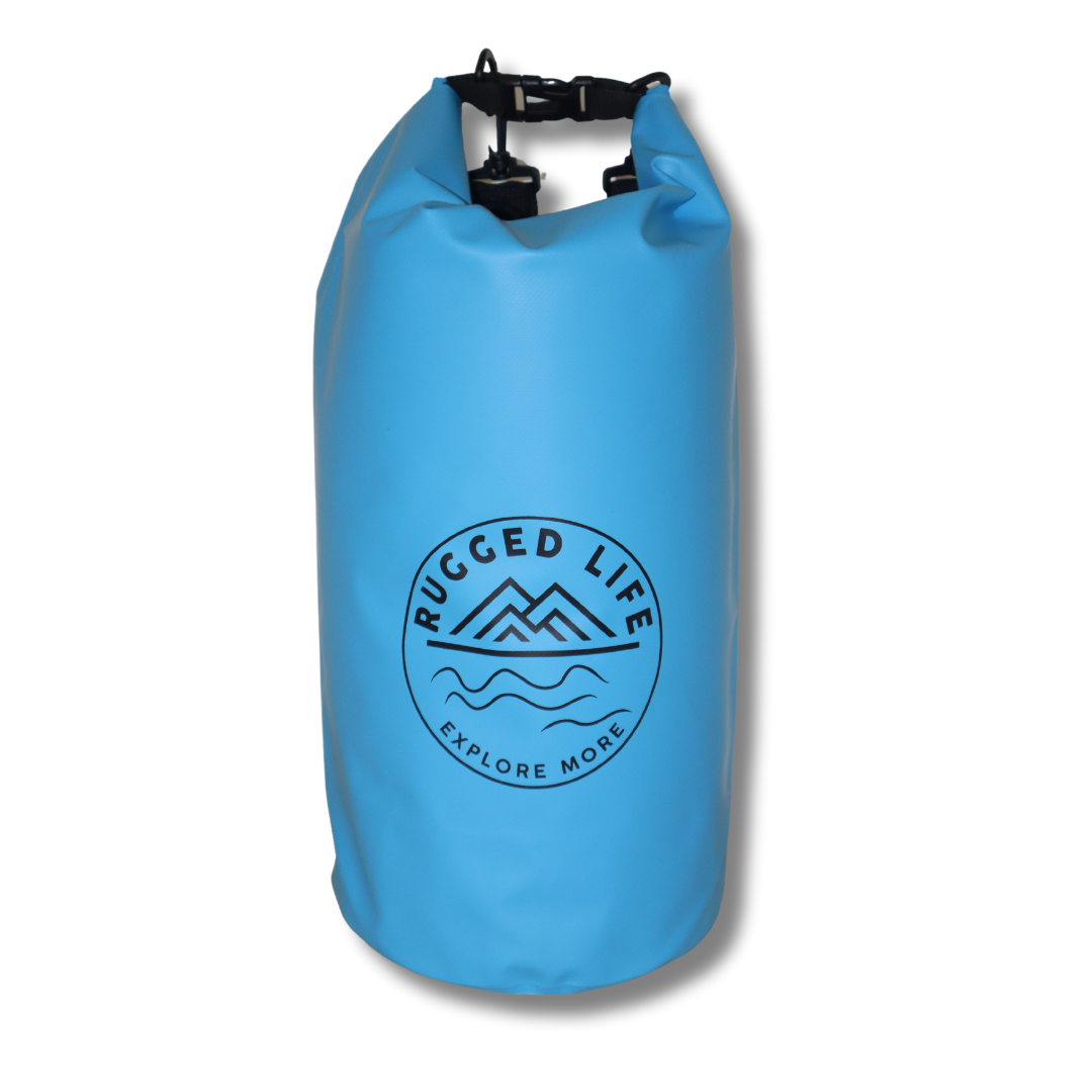 Rugged Life Heavy Duty 20L Dry Bag with Roll-Top Closure - Waterproof Backpack with Dual Straps - Blue