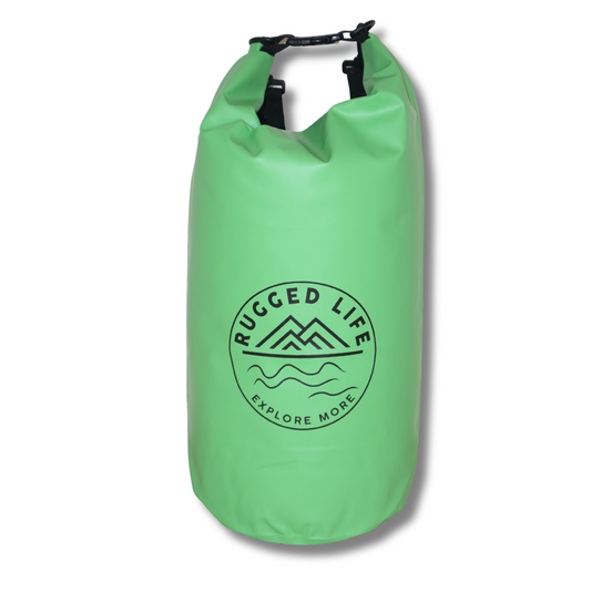 Rugged Life Heavy Duty 20L Dry Bag with Roll-Top Closure - Waterproof Backpack with Dual Straps - Green