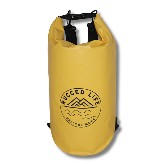 Rugged Life Heavy Duty 20L Dry Bag with Roll-Top Closure - Waterproof Backpack with Dual Straps - Yellow