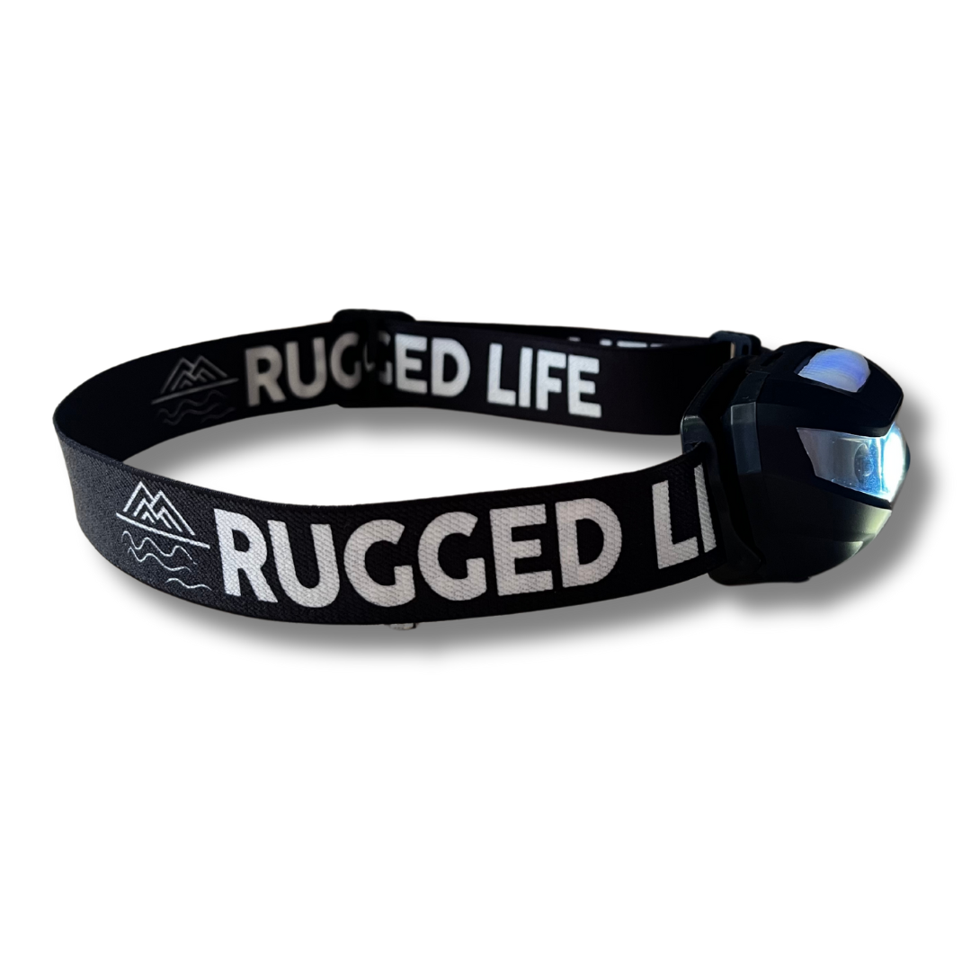 RUGGED LIFE USB RECHARGEABLE HEAD TORCH WITH MOTION SENSOR