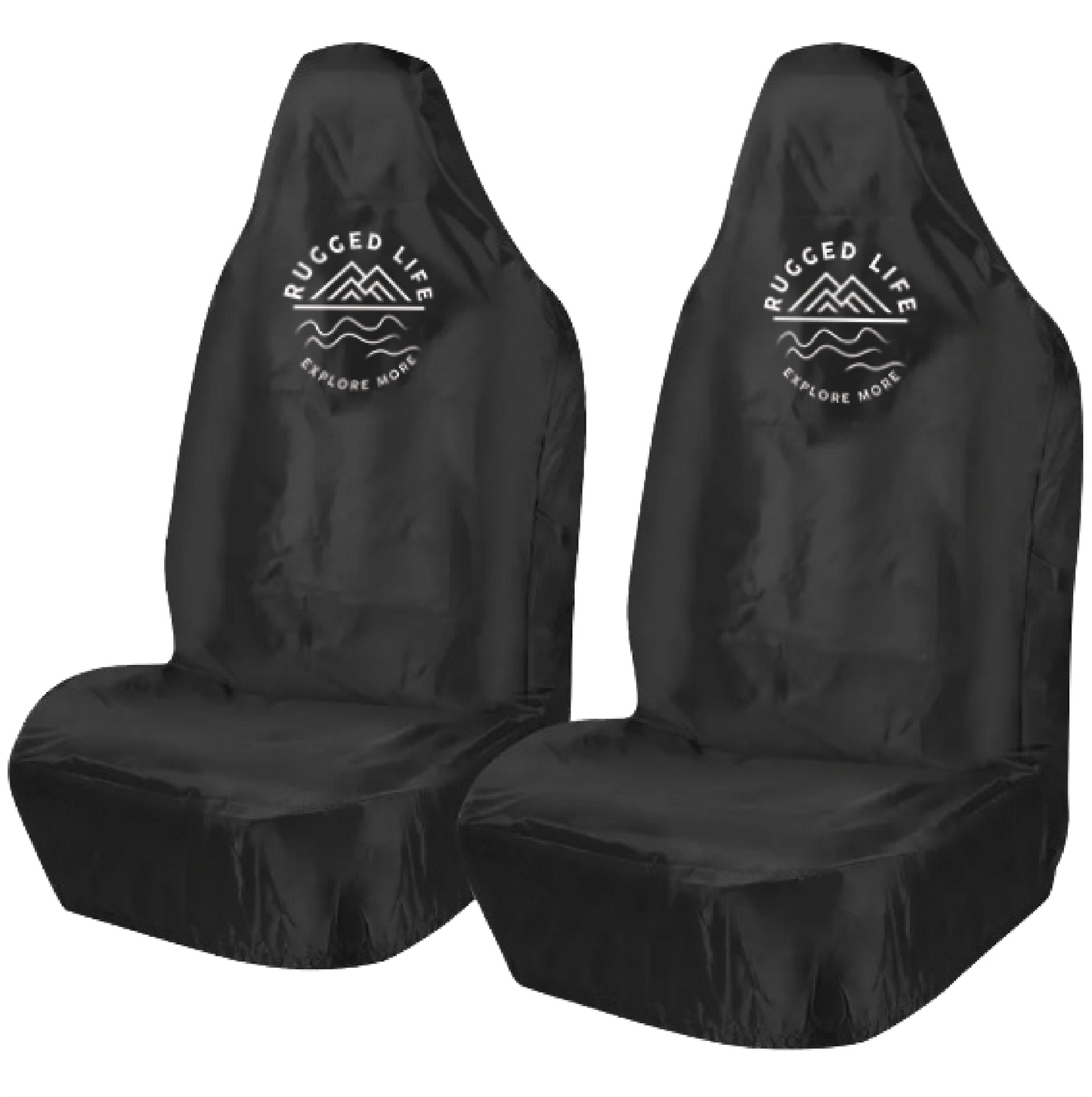 RUGGED LIFE WATERPROOF UNIVERSAL WATERPROOF CAR AND VAN SEAT COVERS- SET OF 2 - BLACK