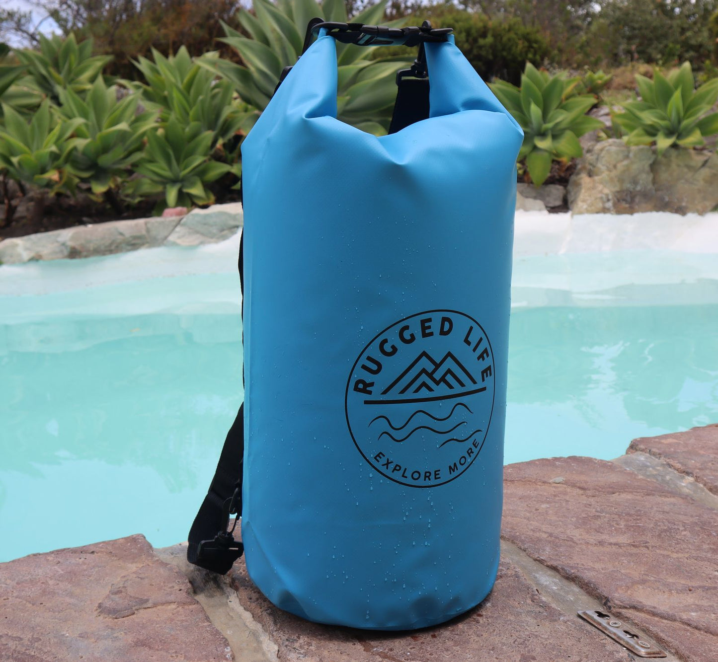 Rugged Life Heavy Duty 20L Dry Bag with Roll-Top Closure - Waterproof Backpack with Dual Straps - Blue