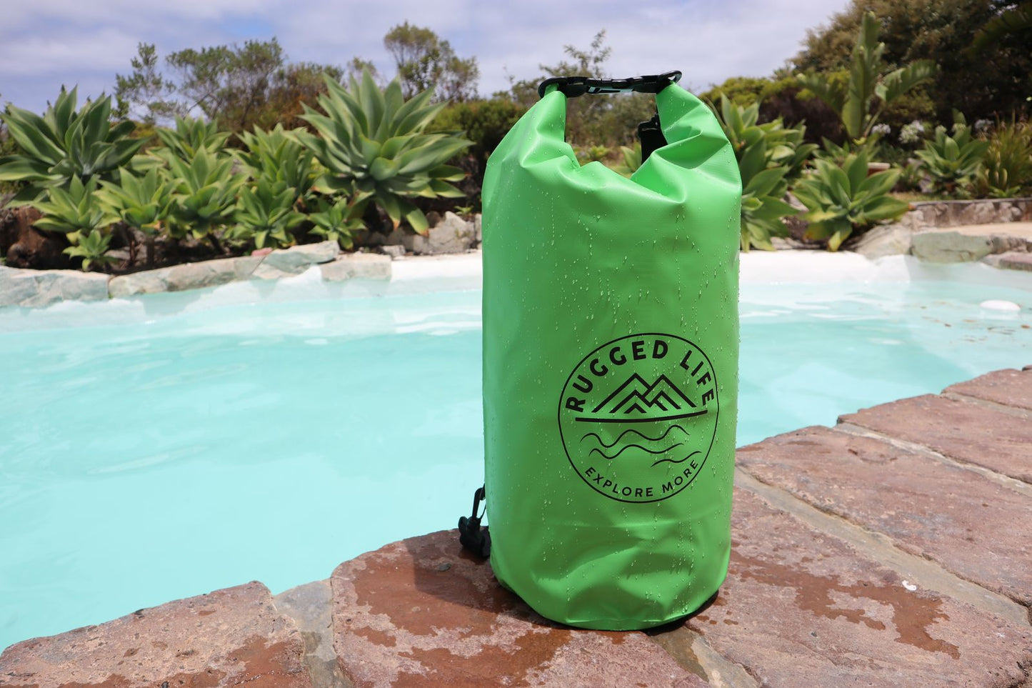Rugged Life Heavy Duty 20L Dry Bag with Roll-Top Closure - Waterproof Backpack with Dual Straps - Green