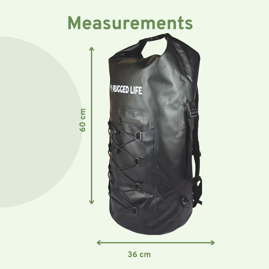 Rugged Life 40L Dry & Compression Bag Backpack - Heavy Duty Black