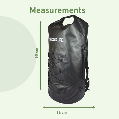 Rugged Life 40L Dry & Compression Bag Backpack - Heavy Duty Black