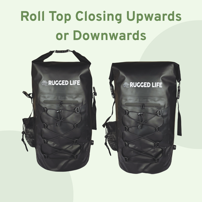 Rugged Life 40L Dry & Compression Bag Backpack - Heavy Duty Black