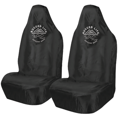 RUGGED LIFE WATERPROOF UNIVERSAL WATERPROOF CAR AND VAN SEAT COVERS- SET OF 2 - BLACK