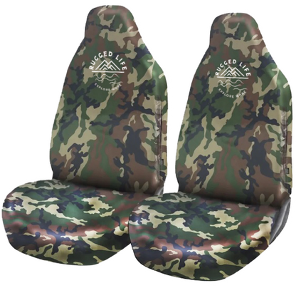 RUGGED LIFE WATERPROOF, HEAVY DUTY CAR SEAT COVERS - SET OF 2 - CAMO