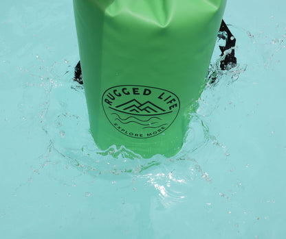 Rugged Life Heavy Duty 20L Dry Bag with Roll-Top Closure - Waterproof Backpack with Dual Straps - Green